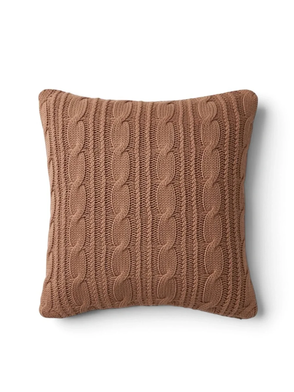 The Company Store Cotton Chunky Cable Knit Decorative Pillow Cover Caramel 20sq
